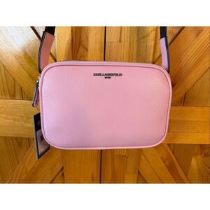 KARL LAGERFELD PARIS MAYBELLE CROSSBODY DOUBLE ZIP BAG Handbag Powder Blush nwt